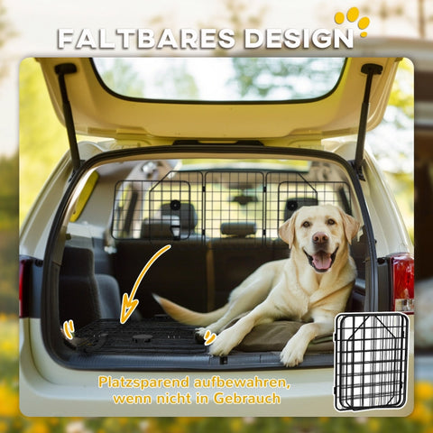 Rootz Car Dog Gate - Adjustable Pet Safety Divider - Foldable Travel Barrier - Steel Construction - 93-150cm x 42cm - Black