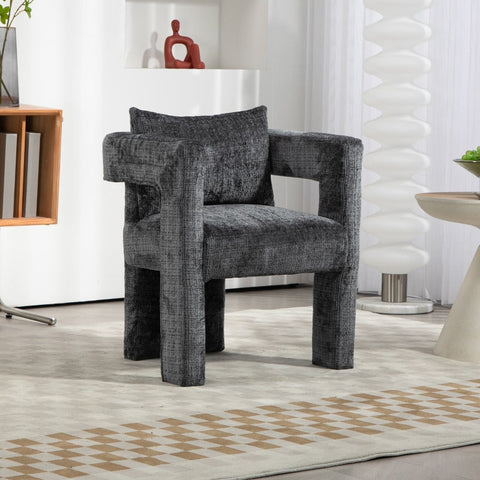 Rootz Modern Chenille Lounge Chair - Single Chair - Ergonomic Seating - Skin-Friendly Fabric - 60L x 44W x 65H cm
