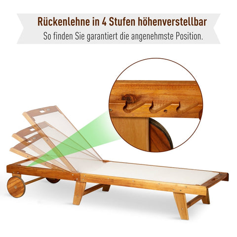 Rootz Ligstoel - Ligstoel - Tuinfauteuil - Ultiem comfort - Ongediertebestendig - Verstelbare rugleuning - 198cm x 60cm x 55-88cm - Acaciahout