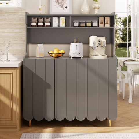 Rootz Modern Sideboard - Grey Storage Cabinet - Open Storage Shelf - Elegant Design - 120 x 40 x 150.8 cm