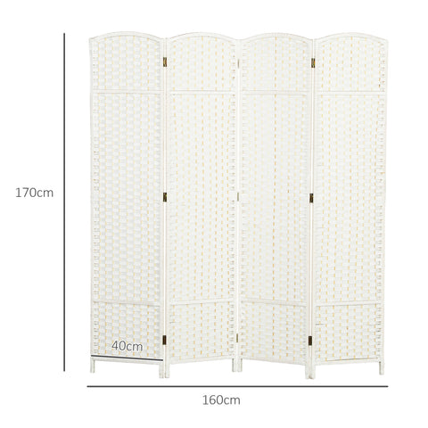 Rootz Room Divider - Space Separator - Privacy Screen - Pine Wood Durability - 160 x 1.6 x 170 cm - White and Foldable with Chic Web Pattern