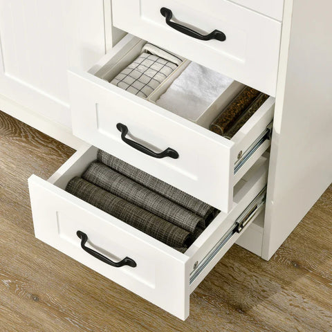 Rootz Storage Cabinet - Sideboard Chest Drawers - Modern Style - 4 Drawers - 1 Cabinet - Chipboard - White - 105 Cm X 40 Cm X 76 Cm