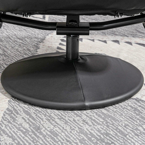 Rootz 2-piece Armchair Set - Armchair With Footstool - Relaxation Chair With Footstool - Height-adjustable - Tilting Backrest - Faux Leather - Black - 76W x 81D x 101H cm