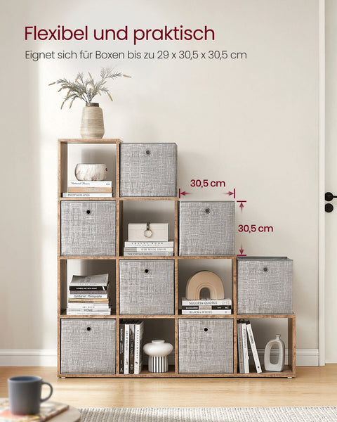 Rootz Chipboard Bookshelf - Storage Rack - Organizer - Camel Brown - 29cm x 129.5cm x 129.5cm - Spacious Compartments - Easy Assembly - Anti-Tip Feature