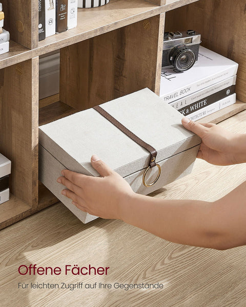 Rootz Chipboard Bookshelf - Storage Rack - Organizer - Camel Brown - 29cm x 129.5cm x 129.5cm - Spacious Compartments - Easy Assembly - Anti-Tip Feature