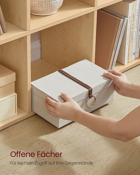 Rootz 10 Compartment Bookcase - Bookshelf - Storage Shelf - Space-Saving Design - 29 x 129.5 x 129.5 cm in Brown color