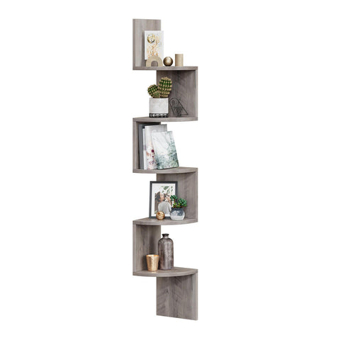 Rootz Corner Shelf Unit - Corner Bookshelf - Floating Shelf - Ample Storage Space - 20cm x 20cm x 127.5cm