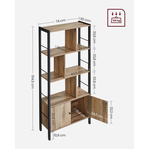 Rootz Bookcase - Bookshelf - Storage Unit - Organizes Space - 30cm x 74cm x 154.5cm