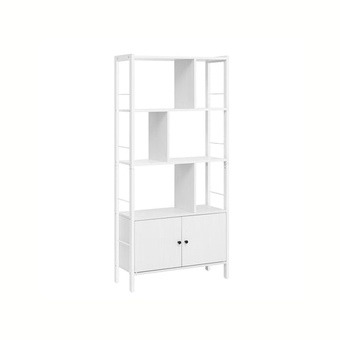 Rootz Bookshelf - Display Rack - Storage Organizer - Chipboard, Steel - 30cm x 74cm x 154.5cm - Maple White-Cloud White - 25.7kg - Easy Assembly