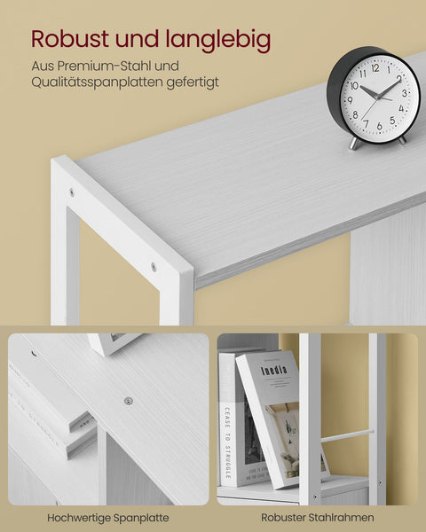 Rootz Bookshelf - Display Rack - Storage Organizer - Chipboard, Steel - 30cm x 74cm x 154.5cm - Maple White-Cloud White - 25.7kg - Easy Assembly