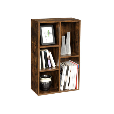 Rootz Bookshelf 5 Compartments - Bookcase - Storage Shelf - Anti-Tip Protection - 50cm x 24cm x 80cm