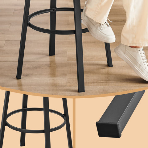 Rootz 2 Piece Set Bar Stools - Tall Chairs - Bar Seating - Black - High Stability - 54cm x 99cm per Stool