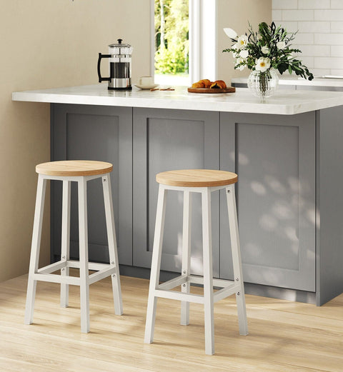Rootz 2 Piece Set Bar Stool - Kitchen Stool - Velvet Counter Stools - Chipboard and Steel - 32cm x 65cm - Max. static load: 100kg