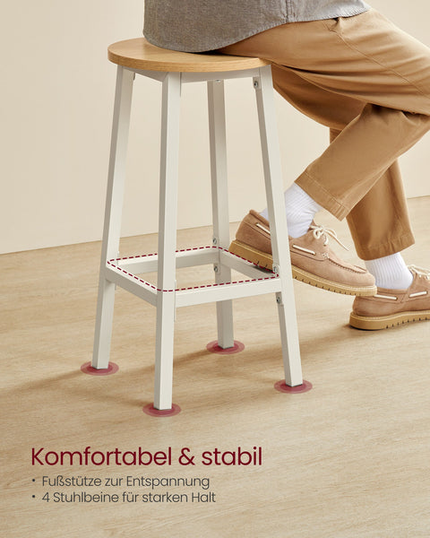 Rootz 2 Piece Set Bar Stool - Kitchen Stool - Velvet Counter Stools - Chipboard and Steel - 32cm x 65cm - Max. static load: 100kg