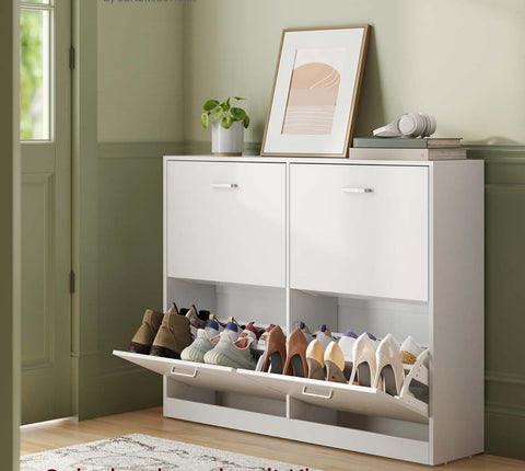 Rootz Wooden Shoe Cabinet - Storage Organizer - Footwear Holder - Durable Design - 24cm x 105.5cm x 82.7cm