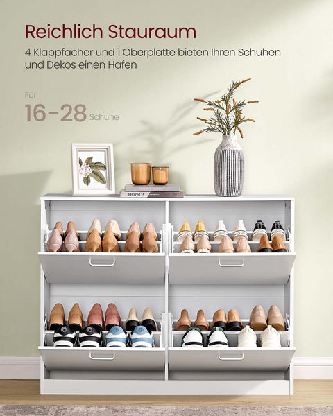 Rootz Wooden Shoe Cabinet - Storage Organizer - Footwear Holder - Durable Design - 24cm x 105.5cm x 82.7cm