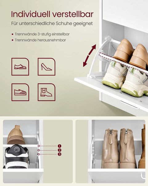 Rootz Wooden Shoe Cabinet - Storage Organizer - Footwear Holder - Durable Design - 24cm x 105.5cm x 82.7cm