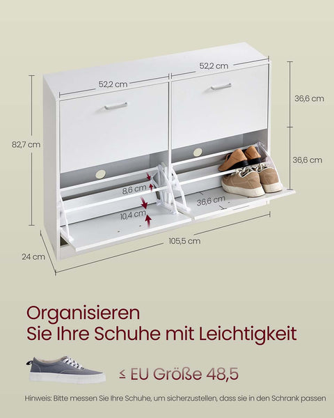 Rootz Wooden Shoe Cabinet - Storage Organizer - Footwear Holder - Durable Design - 24cm x 105.5cm x 82.7cm