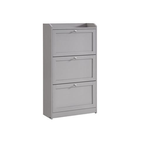 Rootz Shoe Cabinet - 3 Tier Shoe Storage - Shoe Organizer - Up to 18 Pairs -  Grey - 24 x 60 x 108 cm