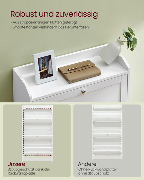 Rootz Shoe Cabinet - Shoe Storage - Footwear Organizer - Holds Up to 18 Pairs - 24cm x 60cm x 108cm -  White Finish