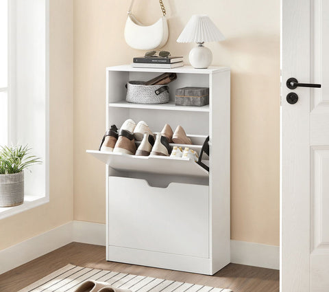 Rootz Shoe Cabinet with 2 Flaps - Shoe Organizer - Storage Solution - Maximize Space - 60 x 24 x 102 cm