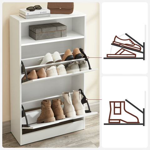 Rootz Shoe Cabinet with 2 Flaps - Shoe Organizer - Storage Solution - Maximize Space - 60 x 24 x 102 cm