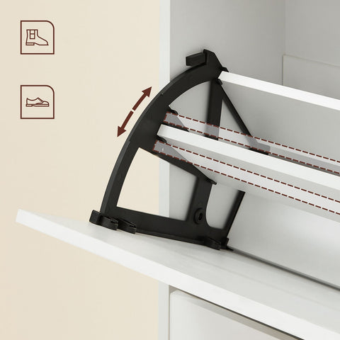 Rootz Shoe Cabinet with 2 Flaps - Shoe Organizer - Storage Solution - Maximize Space - 60 x 24 x 102 cm