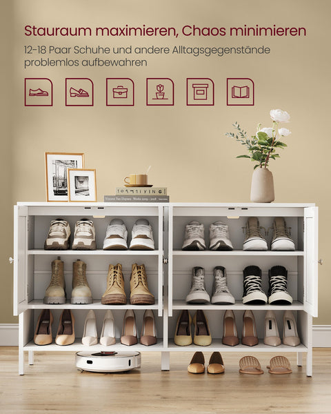 Rootz Shoe Cabinet - Storage Organizer - Shoe Rack - MDF Material - 35cm x 120cm x 70cm