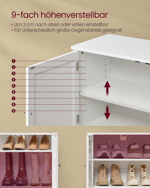 Rootz Shoe Cabinet - Storage Organizer - Shoe Rack - MDF Material - 35cm x 120cm x 70cm