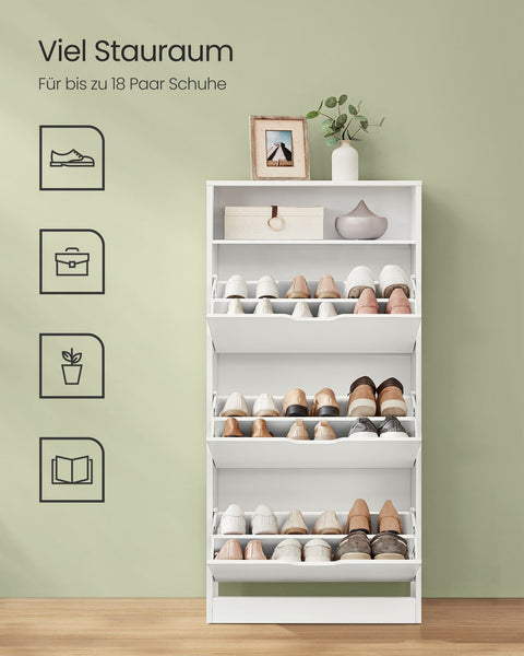 Rootz Schoenenkast - Opbergorganisator van witte spaanplaat - Groot schoenenrek - Stevige constructie - Eenvoudige montage - 24 cm x 60 cm x 139 cm