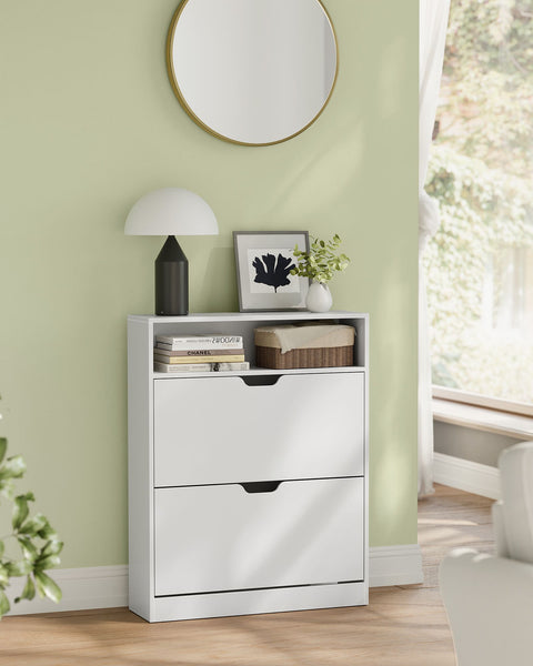 Rootz Shoe Cabinet - Footwear Organizer - Storage Unit - Adjustable Compartments - 24 x 80 x 102 cm -  White