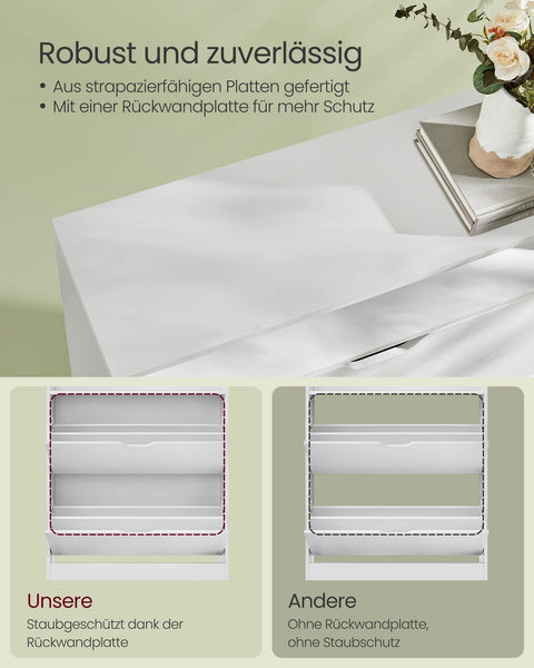 Rootz Shoe Cabinet - Storage Organizer - Chipboard Material - Space-saving - Easy Assembly - Cloud White - 24cm x 80cm x 102cm