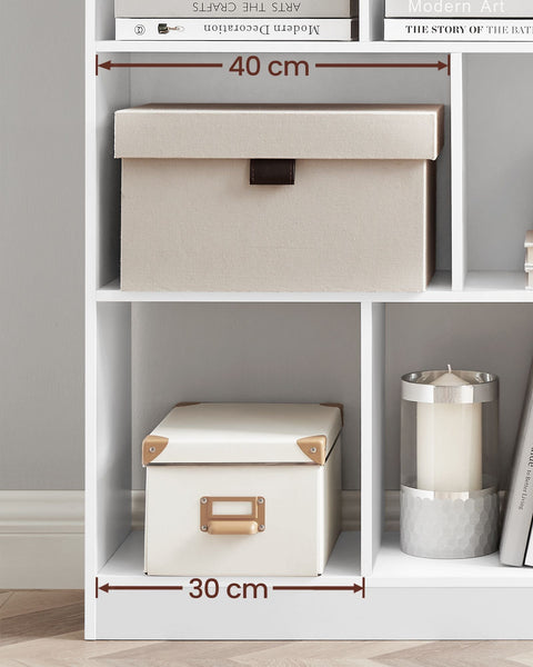 Rootz Chipboard Bookshelf - White Storage Rack - Organizer - Sturdy Construction - Easy Assembly - 30cm x 126cm x 100cm