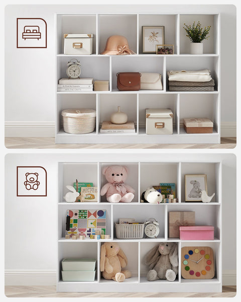 Rootz Chipboard Bookshelf - White Storage Rack - Organizer - Sturdy Construction - Easy Assembly - 30cm x 126cm x 100cm