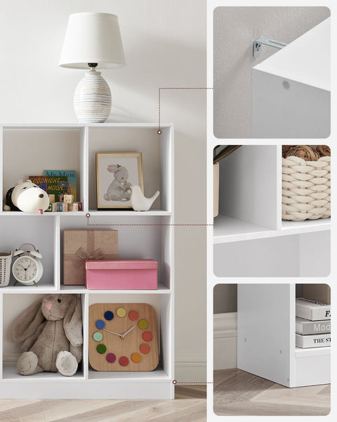 Rootz Chipboard Bookshelf - White Storage Rack - Organizer - Sturdy Construction - Easy Assembly - 30cm x 126cm x 100cm