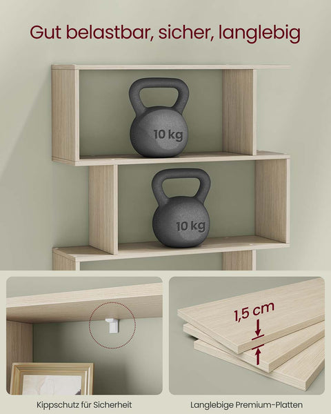 Rootz Wooden Bookshelf - Storage Rack - Organizer Unit - Holds Up to 10kg Per Level - Brown - 24cm x 70cm x 191cm