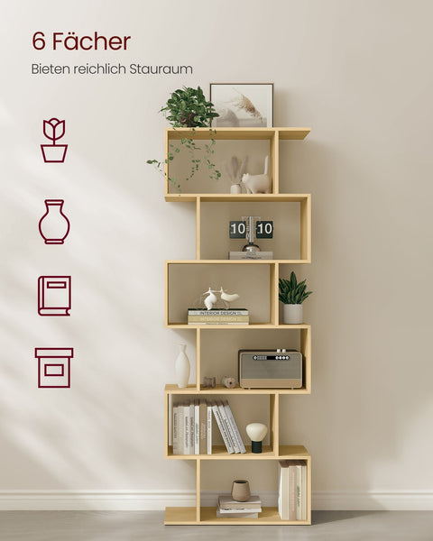 Rootz Chipboard Bookshelf - Natural Oak Color - Large Shelf - 10kg Capacity - 24cm x 70cm x 190.5cm
