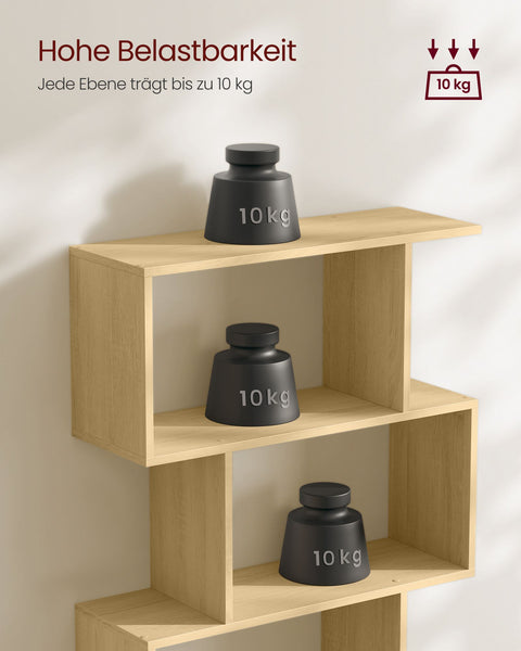 Rootz 6 Tier Bookcase - Display Shelf - Wooden Bookshelf - Natural Oak Finish - 24cm x 70cm x 190.5cm