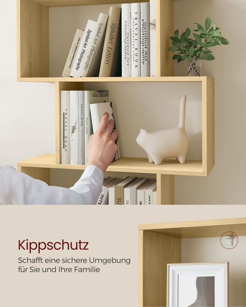 Rootz Chipboard Bookshelf - Natural Oak Color - Large Shelf - 10kg Capacity - 24cm x 70cm x 190.5cm