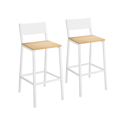 Rootz 2 Piece Set Bar Stools - Kitchen Stools - Counter Height Chairs - Chipboard and Steel - 50.7cm x 43.1cm x 97.2cm