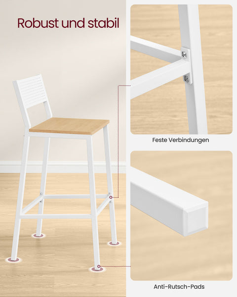 Rootz 2 Piece Set Bar Stools - Kitchen Stools - Counter Height Chairs - Chipboard and Steel - 50.7cm x 43.1cm x 97.2cm