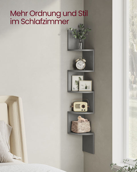 Rootz Wall Shelf - 5 Tier Storage - Plant Stand - CD Organizer - Space-Saving Design - 20cm x 20cm x 126cm