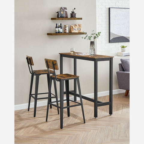 Rootz 2-Piece Bar Stools Set - Seating with Backrest - Chipboard Steel - Maximum Comfort - 18" x 18" x 40" Stools
