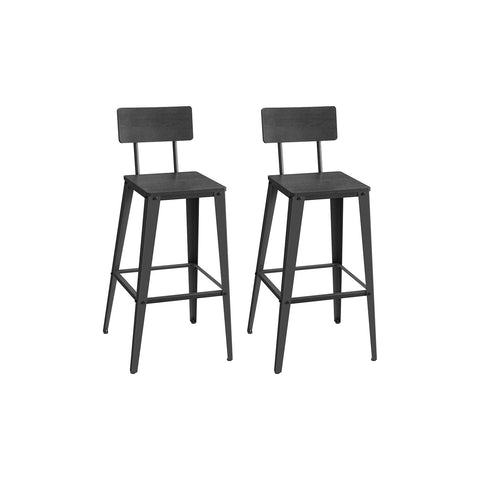 Rootz 2 Piece Set Bar Stools - High Chairs - Breakfast Chairs - Comfortable Backrest - 45.4cm x 45.4cm x 102.2cm