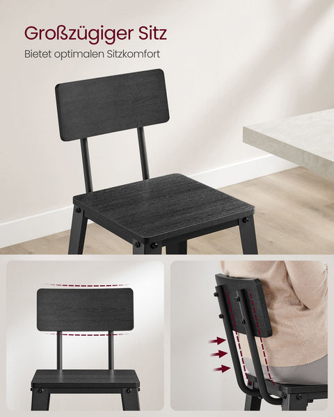 Rootz 2 Piece Set Bar Stools - High Chairs - Breakfast Chairs - Comfortable Backrest - 45.4cm x 45.4cm x 102.2cm