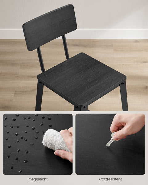 Rootz 2 Piece Set Bar Stools - High Chairs - Breakfast Chairs - Comfortable Backrest - 45.4cm x 45.4cm x 102.2cm