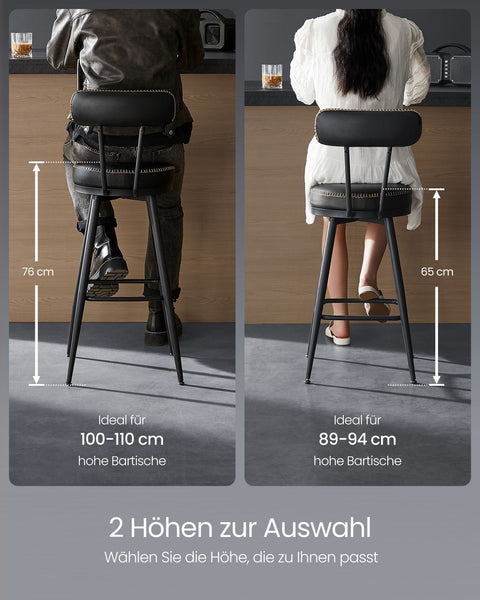 Rootz 2 Piece Bar Chair Set - Counter Stools - Kitchen Island Chairs - Comfortable Seating - 54cm x 54cm x 91cm