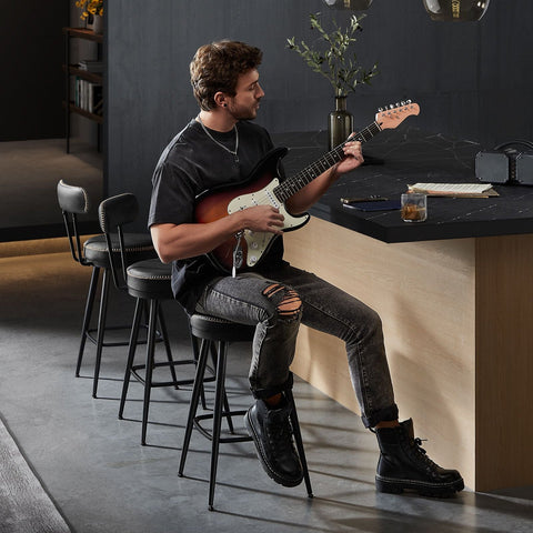 Rootz 2 Piece Bar Chair Set - Counter Stools - Kitchen Island Chairs - Comfortable Seating - 54cm x 54cm x 91cm