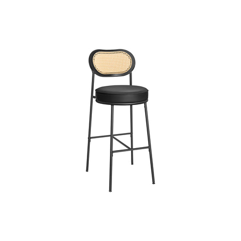 Rootz 2 Piece Set Bar Stool - High Stool - Kitchen Breakfast Chair - Curved Backrest - Black Ink - 89cm x 44.5cm x 27.5cm