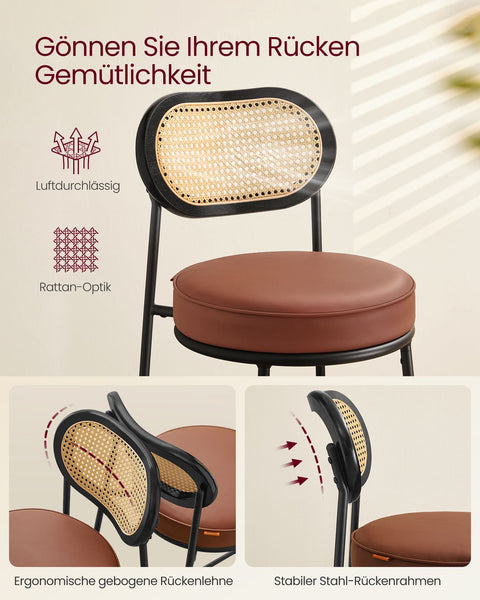 Rootz Bar Stool Set - Kitchen Stools - Counter Height Stools - Faux Leather - 48.2cm x 45.7cm x 104.7cm